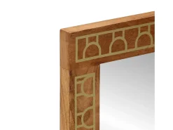 Espejo-Espejo de baño 50x70x2,5 cm madera maciza de mango y cristal Marru00f3n