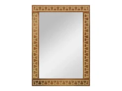 Espejo-Espejo de baño 50x70x2,5 cm madera maciza de mango y cristal Marru00f3n