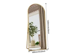 Sale Espejo de cuerpo entero - 165 x 60 cm - Marco de metal - Arqueado - Para salón o vestidor - Dorado