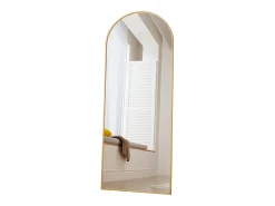 Hot Espejo de cuerpo entero - 165 x 60 cm - Marco de metal - Arqueado - Para salón o vestidor - Dorado