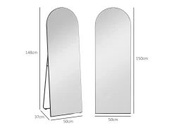 Espejo de cuerpo entero con soporte, diseño de arco, cristal, (150x50x3,6 cm) Negro Sale