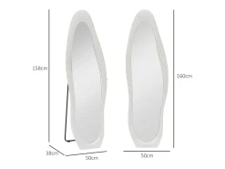Espejo de cuerpo entero con soporte, diseño ondulado, cristal, , (50x4x160 cm) Blanco