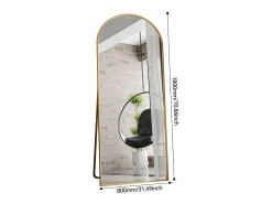 Espejo de cuerpo entero con marco fino , 180 x 80 cm, espejo grande de pie, para dormitorio, vestidor y espejo de pared. Dorado
