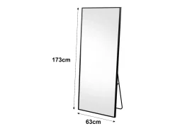 Espejo de cuerpo entero irrompible de 63 x 173 cm, de pie o para colgar en la pared, espejo de suelo grande, Negro Sale