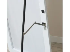 Espejo de cuerpo entero, marco de aluminio, color plata, soporte negro, diseño moderno (45x37x158,5cm) Plateado