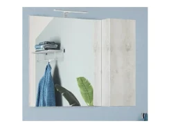 Online Meublorama Espejo de diseño con almacenamiento, 92x75 cm, colección ISORA, color efecto madera Blanco