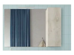 Clearance Meublorama Espejo de diseño con almacenamiento, 110x75 cm, colección ISORA, color efecto madera Blanco