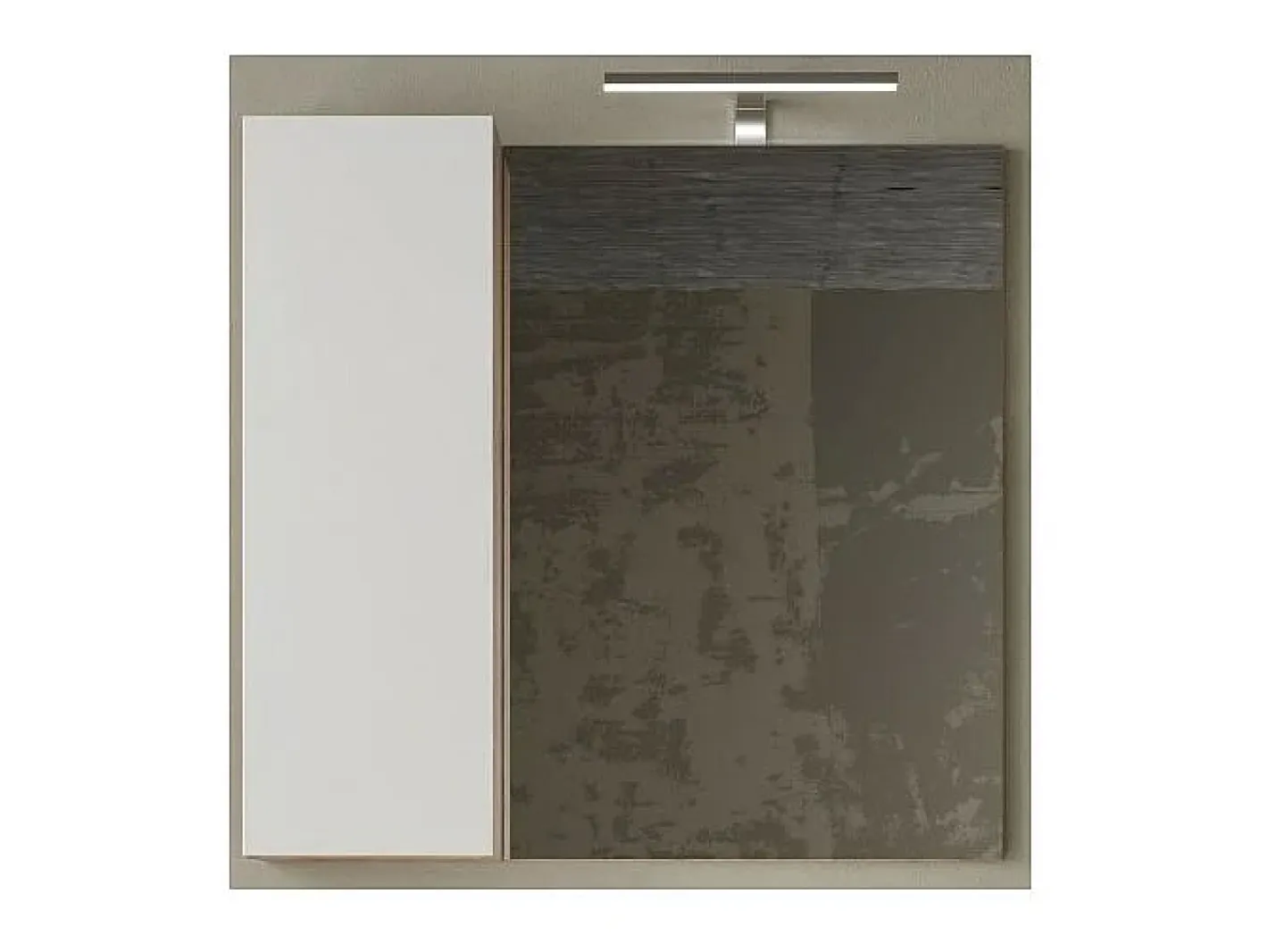 Meublorama Espejo-Espejo de diseño con almacenamiento, 78x75 cm, colección BURA, color brillante y roble claro Blanco