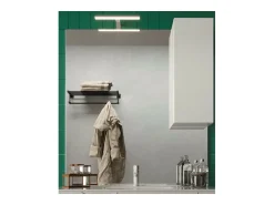 Meublorama Espejo-Espejo de diseño con almacenamiento, 120x110 cm, colección VITARIO, color brillante Blanco