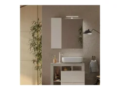 Meublorama Espejo de diseño con almacenamiento, 78x75 cm, colección BURA, color brillante y hormigón Blanco Online