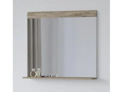 Best Meublorama Espejo de diseño OHIO – 83x72 cm – Roble claro con estante integrado Marru00f3n