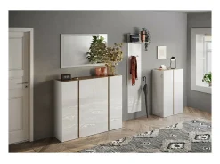 Meublorama Espejo De Pared|Espejo-Espejo de entrada de diseño, 110x68 cm, colección KEY, marco brillante lacado. Blanco
