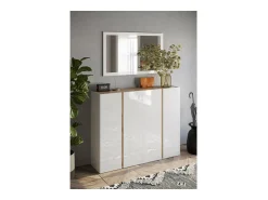 Meublorama Espejo De Pared|Espejo-Espejo de entrada de diseño, 110x68 cm, colección KEY, marco brillante lacado. Blanco