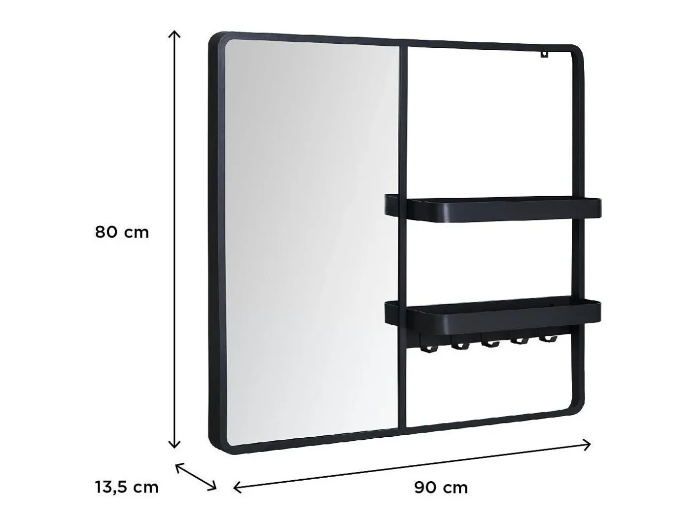 Espejo De Pared|Espejo-Espejo de entrada metálico WILKO Negro