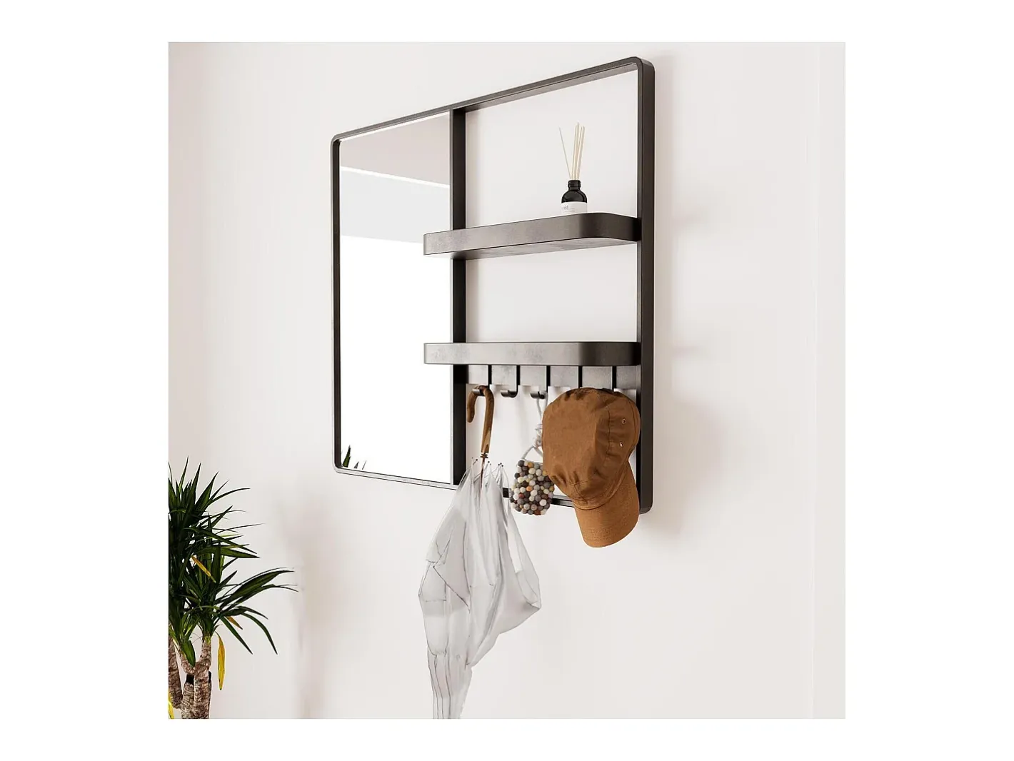 Espejo De Pared|Espejo-Espejo de entrada metálico WILKO Negro