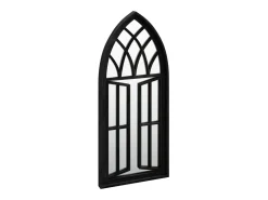 Espejo-Espejo de jardín 70x30 cm Hierro para uso exterior Negro