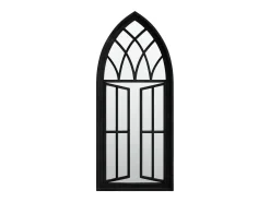 Espejo-Espejo de jardín 70x30 cm Hierro para uso exterior Negro