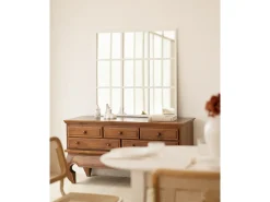 Best DECOWOOD Espejo de madera color de 90x90cm - LISBOA - Blanco