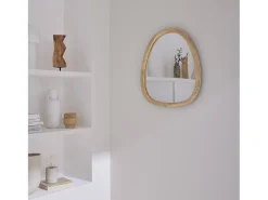 Sweeek Espejo de madera de abeto decorativo de pared, 55cm natural Color natural claro Outlet