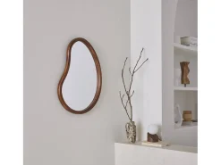 Sweeek Espejo de madera de abeto decorativo de pared, 65cm nogal Color natural oscuro Hot