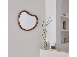 Sweeek Espejo de madera de abeto decorativo de pared, 65cm nogal Color natural oscuro Hot