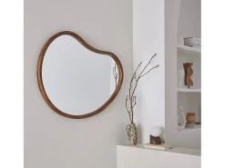 Sweeek Espejo de madera de abeto decorativo de pared, 95cm nogal Color natural oscuro Sale
