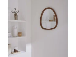 Best Sweeek Espejo de madera de abeto decorativo de pared, 55cm nogal Color natural oscuro