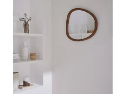 Best Sweeek Espejo de madera de abeto decorativo de pared, 55cm nogal Color natural oscuro
