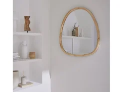 Sweeek Espejo de madera de abeto decorativo de pared, 75cm natural Color natural claro