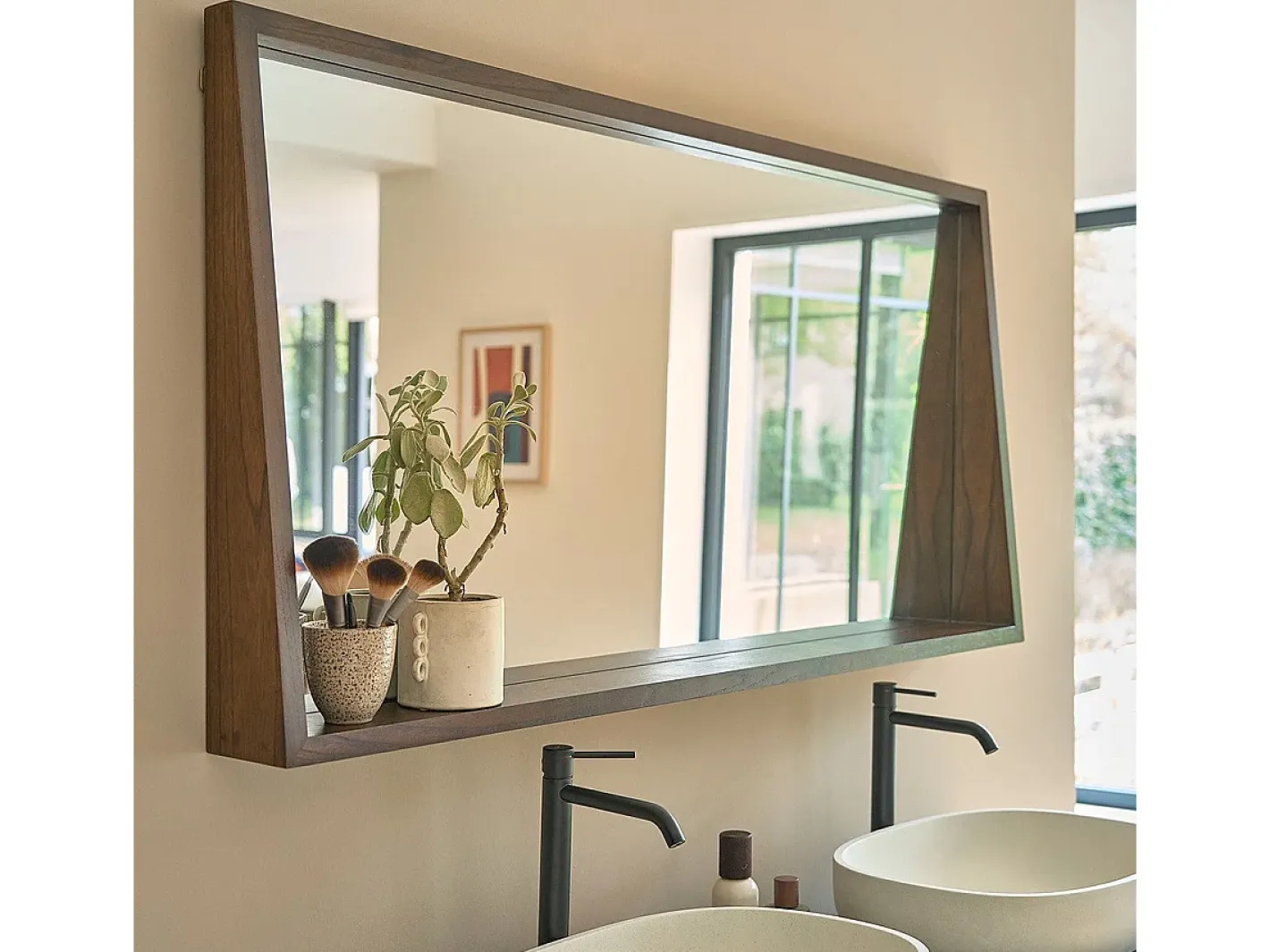 BERAH GETAH Espejo De Pared|Espejo-Espejo de madera de mindi maciza de 135x67 cm Marru00f3n