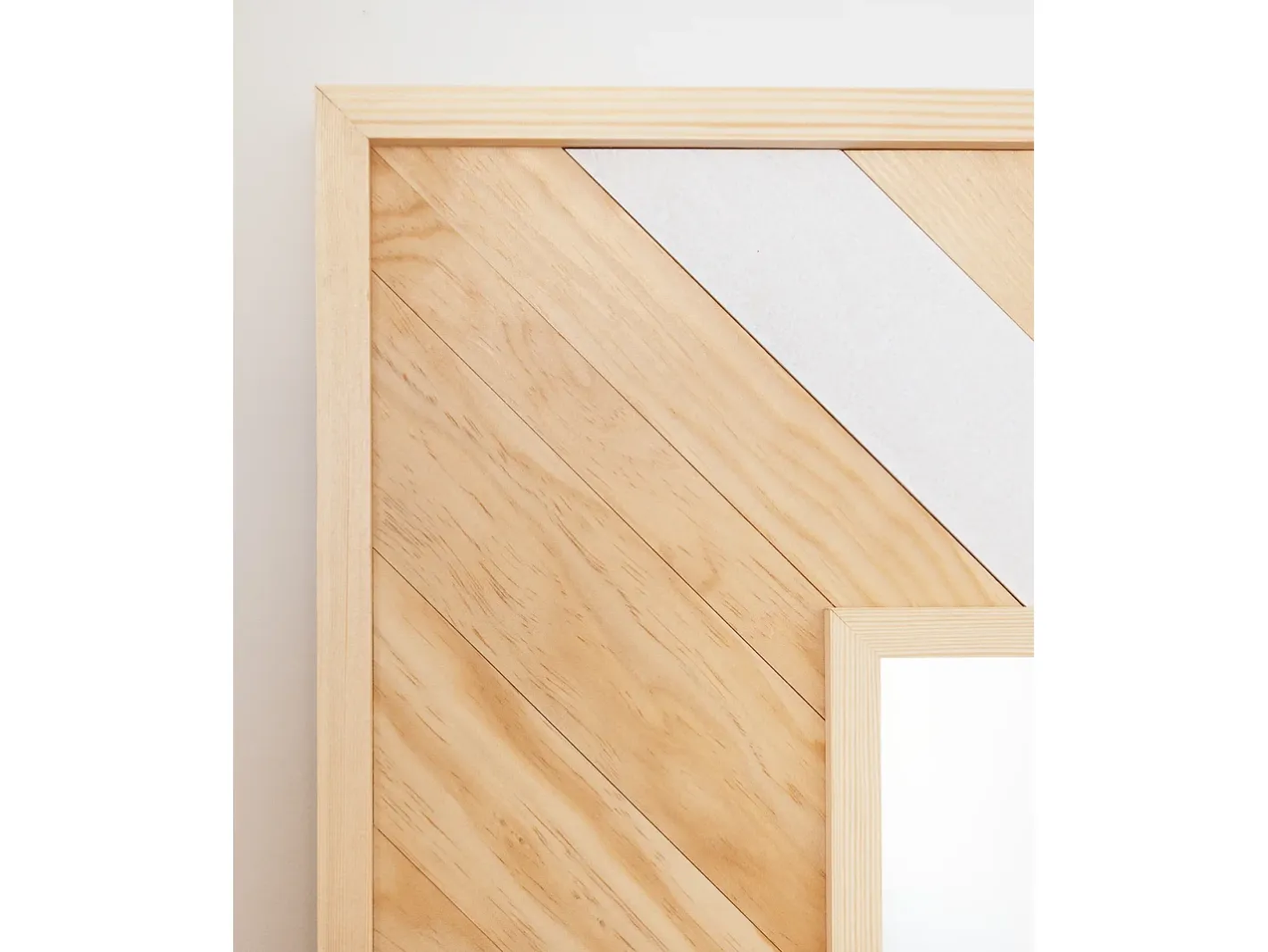 DECOWOOD Espejo de madera maciza en tono natural y blanco de 163x84cm - ZAZOO - Multicolor Hot