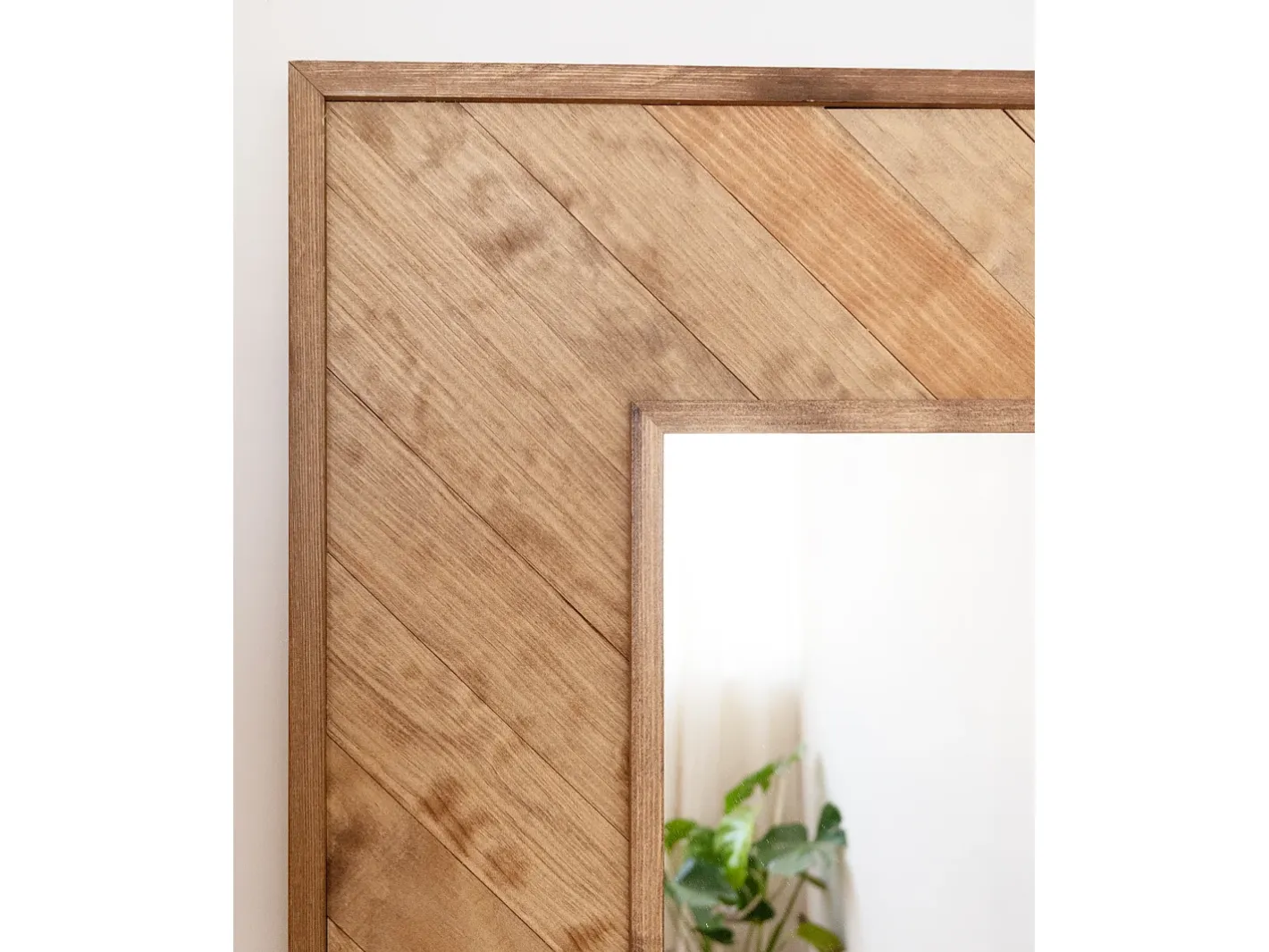 DECOWOOD Espejo De Pared|Espejo-Espejo de madera maciza en tono roble oscuro de 163x84cm - VILLA - Multicolor