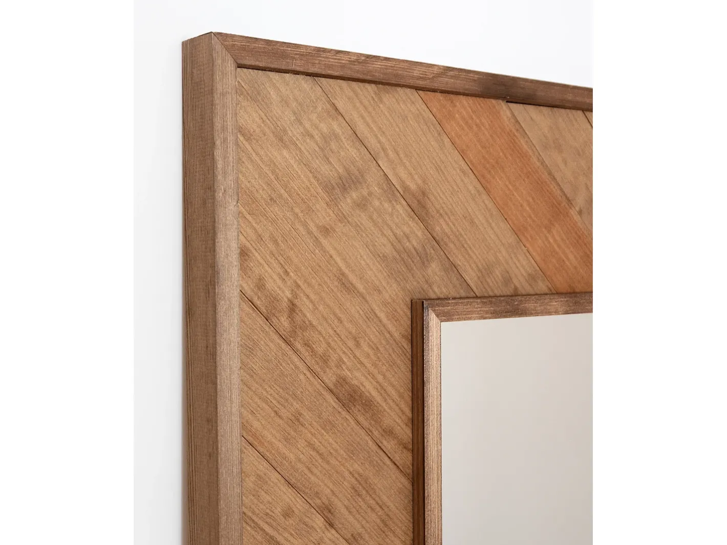 DECOWOOD Espejo De Pared|Espejo-Espejo de madera maciza en tono roble oscuro de 163x84cm - VILLA - Multicolor