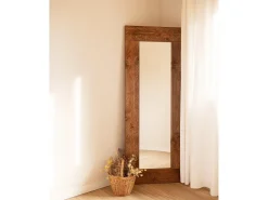 DECOWOOD Espejo De Pared|Espejo-Espejo de madera maciza tono roble oscuro de 165x65cm - IZAL - Marru00f3n