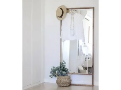 DECOWOOD Espejo De Pared|Espejo-Espejo de madera maciza tono roble oscuro de 160x80cm - WALLS - Marru00f3n