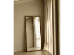 Hot DECOWOOD Espejo de madera maciza tono roble oscuro de 160x60cm - WALLS - Marru00f3n