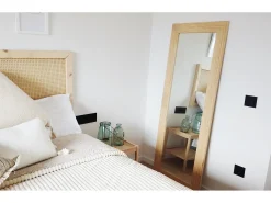 DECOWOOD Espejo De Pared|Espejo-Espejo de madera maciza tono natural de 66x86cm - PINAL - Beige