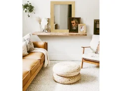 DECOWOOD Espejo De Pared|Espejo-Espejo de madera maciza tono natural de 66x86cm - PINAL - Beige