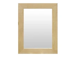 DECOWOOD Espejo De Pared|Espejo-Espejo de madera maciza tono natural de 66x86cm - PINAL - Beige