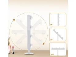 NETTLIFE Lámpara De Mesa-Espejo de maquillaje iluminado Hollywood Mirror - Espejo de tocador con 9 LED, espejo cosmético pequeño con luz giratoria de 3 modos Blanco
