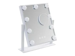 NETTLIFE Lámpara De Mesa-Espejo de maquillaje iluminado Hollywood Mirror - Espejo de tocador con 9 LED, espejo cosmético pequeño con luz giratoria de 3 modos Blanco
