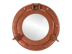 Espejo De Pared|Espejo-Espejo de ojo de buey de pared aluminio y vidrio Ø23 cm ES836402 Marru00f3n