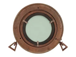 Espejo De Pared|Espejo-Espejo de ojo de buey de pared aluminio y vidrio Ø23 cm ES836402 Marru00f3n