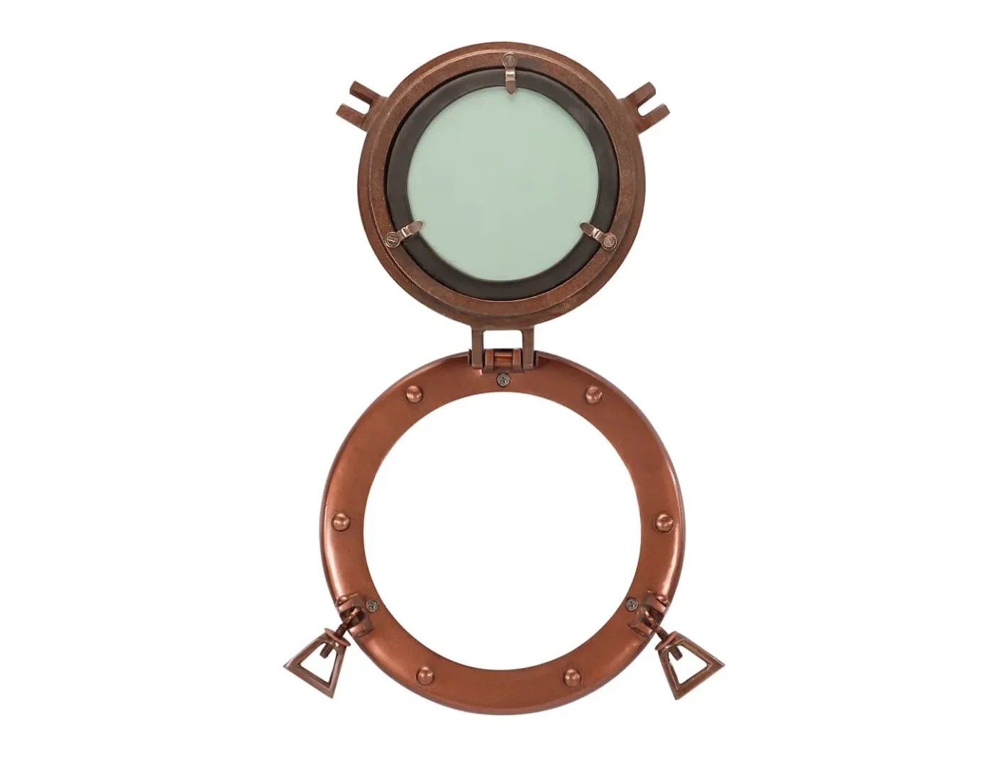 Espejo De Pared|Espejo-Espejo de ojo de buey de pared aluminio y vidrio Ø23 cm ES836402 Marru00f3n