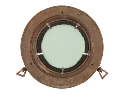 Espejo de ojo de buey de pared aluminio y vidrio Ø30 cm ES348653 Marru00f3n