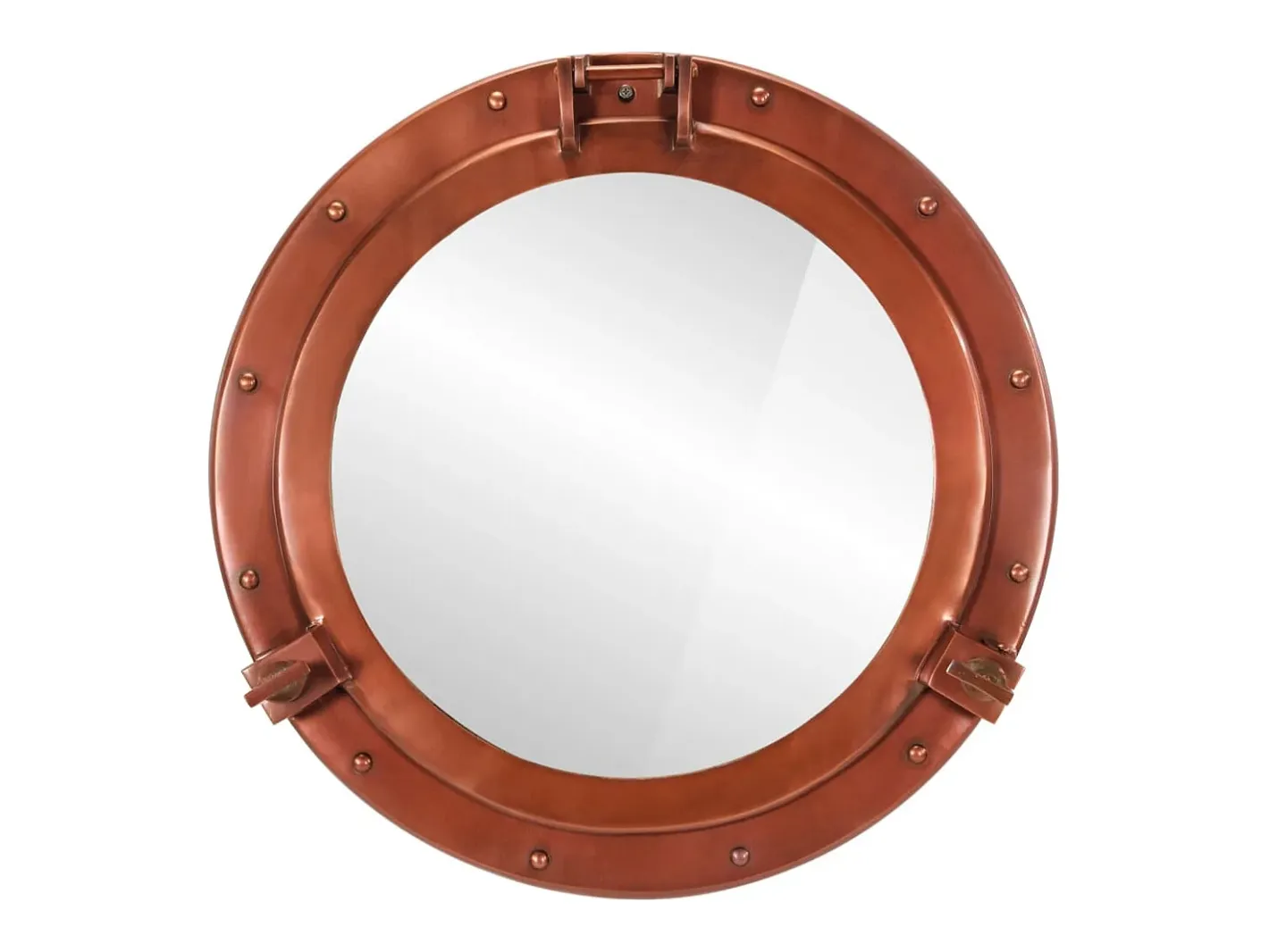 Online Espejo de ojo de buey de pared aluminio y vidrio Ø50 cm ES738147 Marru00f3n