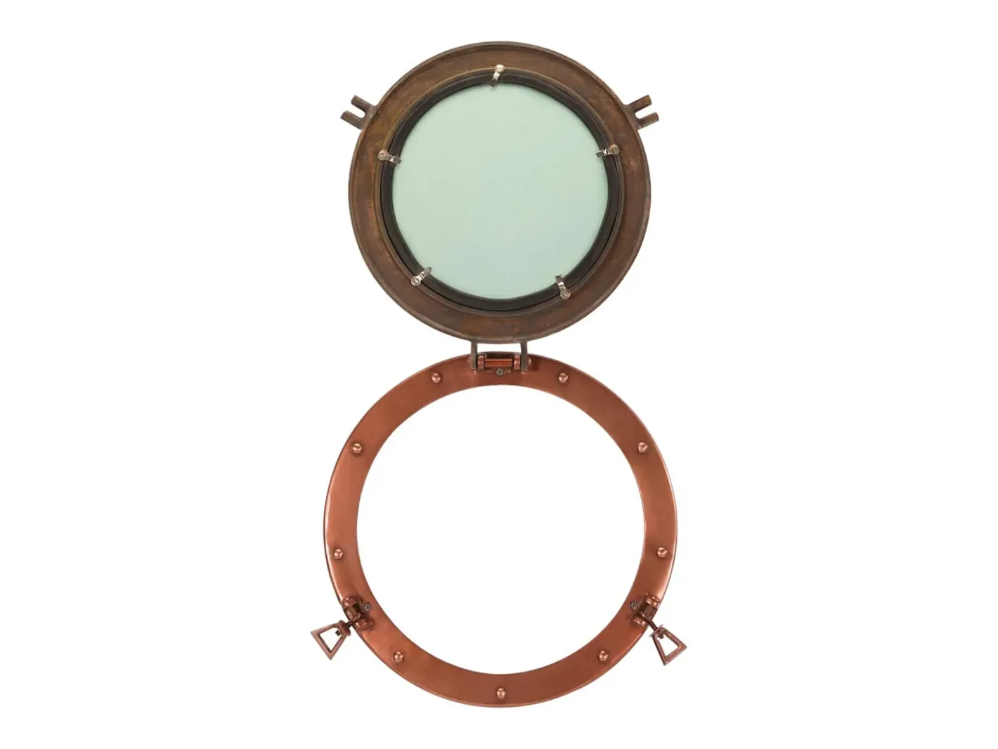 Espejo De Pared|Espejo-Espejo de ojo de buey de pared aluminio y vidrio Ø38 cm ES332883 Marru00f3n