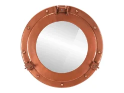 Espejo De Pared|Espejo-Espejo de ojo de buey de pared aluminio y vidrio Ø38 cm ES332883 Marru00f3n
