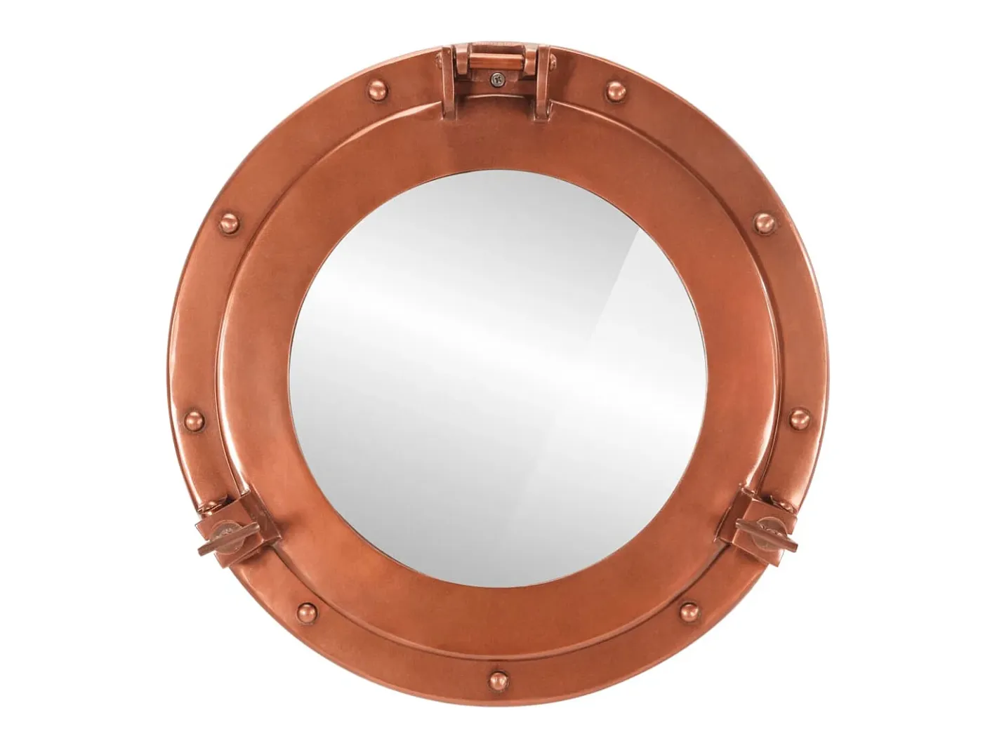 Espejo De Pared|Espejo-Espejo de ojo de buey de pared aluminio y vidrio Ø38 cm ES332883 Marru00f3n