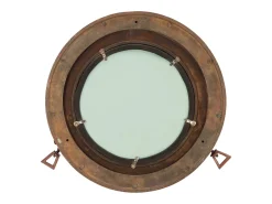 Espejo De Pared|Espejo-Espejo de ojo de buey de pared aluminio y vidrio Ø38 cm ES332883 Marru00f3n